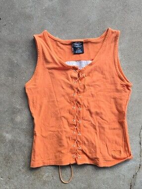 Vintage Y2K Biker Chick Lace Up Tee V Twin Motorcycle Grunge Women’s M top